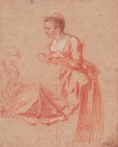 Twee Figuurstudies van een Jonge Vrouw, 1715-1717